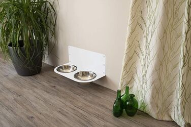 Підставка для корму Schmeck.bar для собак: стабільна, настінна, з мисками (2xS), білий матовий, 400x187x227 мм