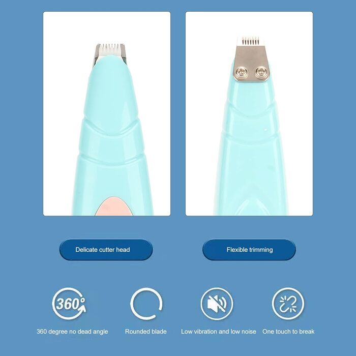 Набір для догляду за собаками Flexman: машинка для стрижки, шлифувальник нігтів, тример для обличчя, задньої частини тіла та очей (блакитний)