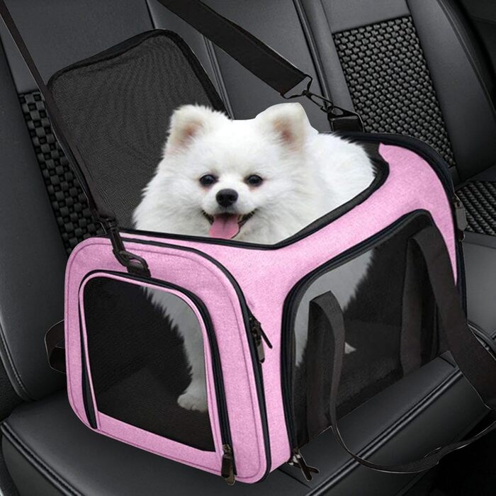 Травельник для котів та маленьких собак, сумка-переноска для тварин, рожева, для подорожей