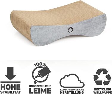 Котячий дряпак Satellite Small - чорний, з котячою м'ятою | Дряпак для котів з картону, бетонування | 37 x 10 x 23 см