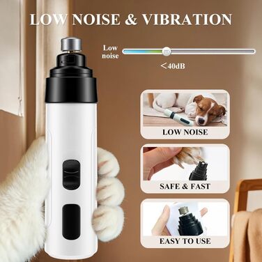 Електричний точилка для кігтів собак Profi Krallenschleifer, для всіх домашніх тварин, 2 швидкості, тихий, білий