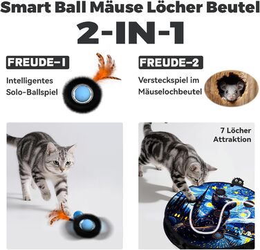 Іграшка для котів, інтерактивна кулька з лабіринтом, автоматична іграшка-мисливець з пір'ям, мисливська іграшка, подарунок для кота