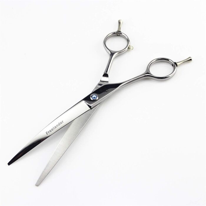 Професійна шерстьрізальна ножиця для грумінгу котів та собак, 18 см, для лівшів, високоякісна сталь, прямий зріз, з гребінцем