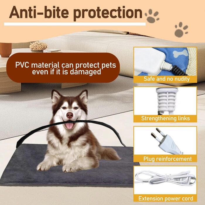 Килимок-грілка для котів та собак, регульована температура та таймер, 45*70 см