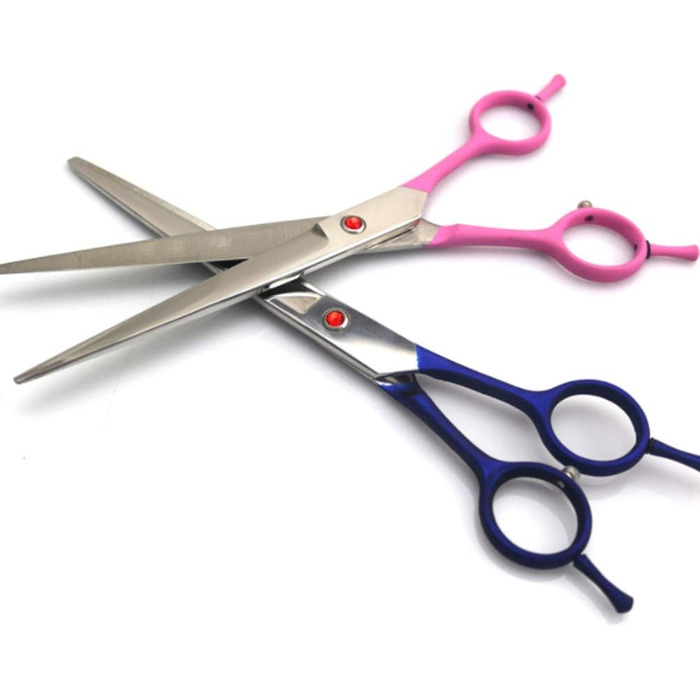 Професійні ножиці для грумінгу собак, 7,5 дюймів, прямі, преміум-сталь, для котів та маленьких собак, для стрижки та догляду, рожеві