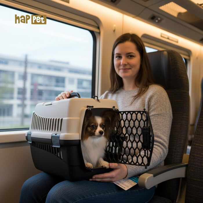 Транспортний бокс для котів та собак ABBA M сірий 56x37x37 см – міцний, добре провітрюваний, пластиковий бокс для подорожей