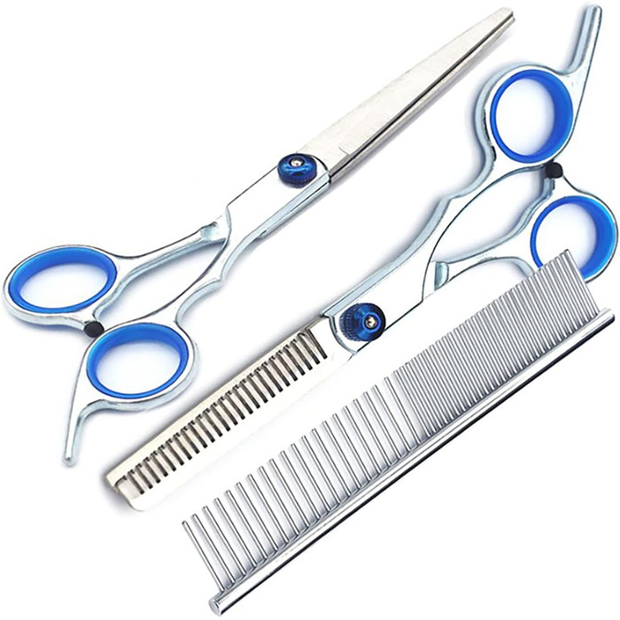 Набір ножиць для грумінгу собак та інших домашніх тварин 6 в 1, регульовані, з неслизькою ручкою