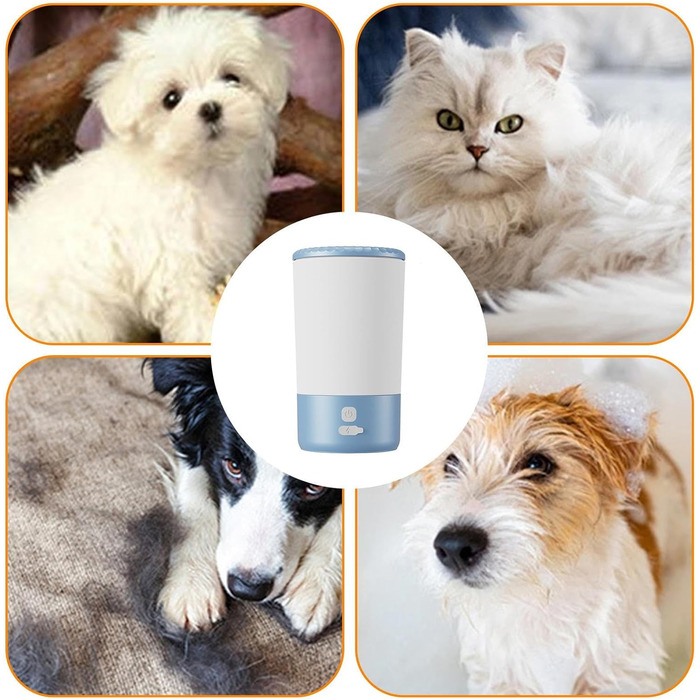 Автоматичний мийка лап для собак: електричний пристрій для чищення лап для великих собак, кошенят та цуценят. Чорний/білий, блакитно-білий кольори