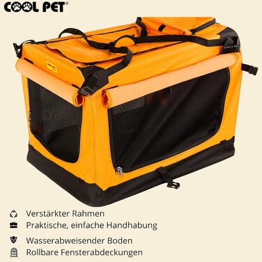 Органайзер для собак 91х64х64 см 2XL, переноска, клітка, коробка для собак, автопереноска, складана переноска (оранжева)