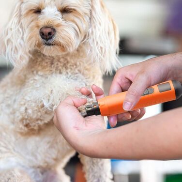 Електричний триммер для собак та котів, 5 швидкостей, акумуляторний, професійний, для догляду за кігтями, помаранчевий