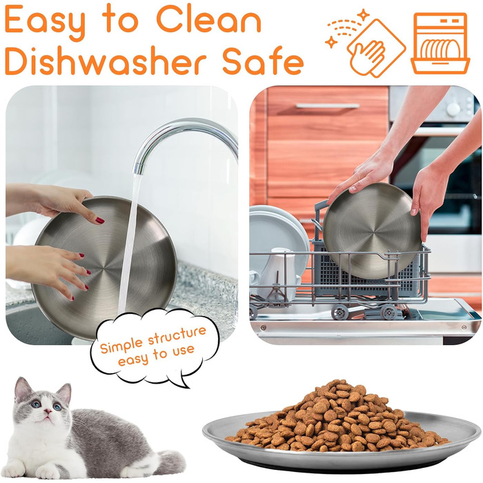 Набори мисок для котів та дрібних тварин Elisabe Katzennapfe (6 шт.) з нержавіючої сталі, 17 см, антиковзний, проти втоми вусів