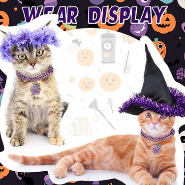 Нашийник для котів Hillban з діамантовою кісточкою, блискучий нашийник, метал з надійною застібкою, нашийник для котів/домашніх тварин з кулоном у вигляді лапки та ID-бічкою, дзвіночок, кубинські прикраси (20,3 см, сталь, чорний, фіолетовий, 8 дюймів)