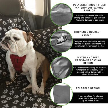 Чохол на сидіння автомобіля для собак, водовідштовхуючий, чорний. Універсальний, антиковзний, для захисту заднього сидіння