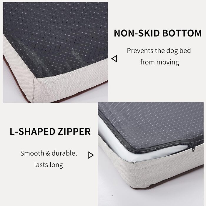 Ліжко для собак Memory Foam, розмір L, сіре