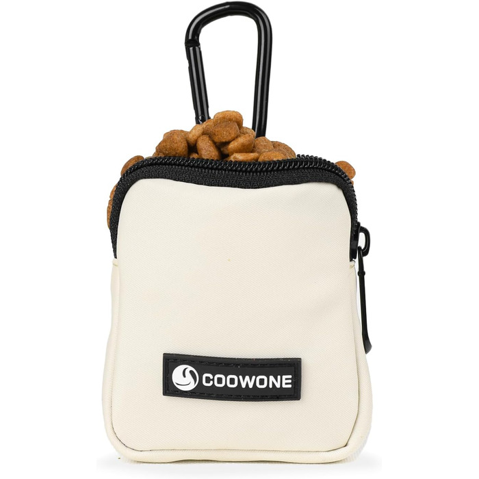 Сумка для ласощів для собак COOWONE, водонепроникна, з інтегрованим диспенсером для відходів, регульована через плече (Бежева, Small)