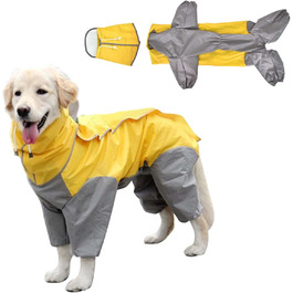 Водонепроникний дощовик для собак з капюшоном, легкий дощовик для середніх та великих собак, жовтий