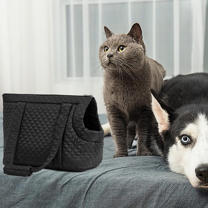 Сумка-переноска для тварин | Сумка для собак та котів з бавовни, легка переноска для кошенят, цуценят та котів - чорна переноска для тварин