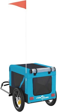 Причіп для собак Fasba: причіп для велосипеда, причіп для тварин з відбивачами та прапорцем, блакитно-чорний, оксфордська тканина та метал