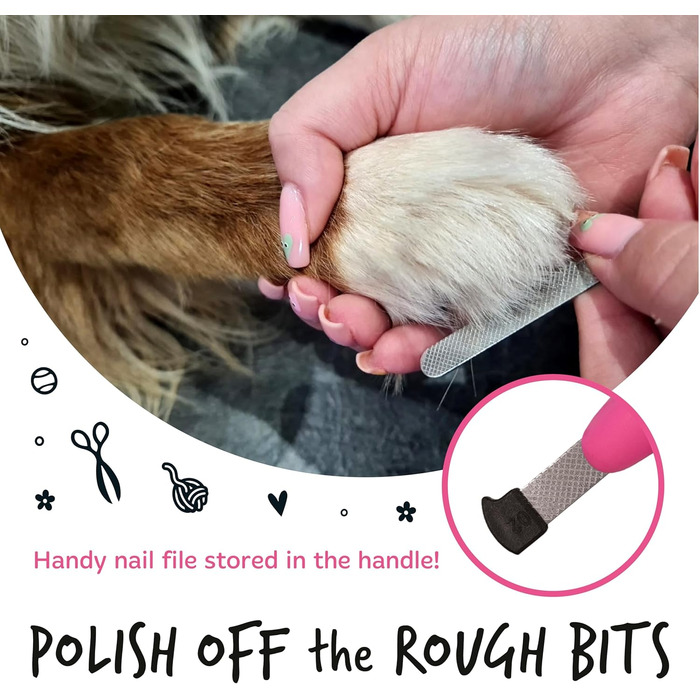 Триммер для собак та котів Bugalugs – безпечний набір для підстригання кігтів з пилочкою, S-M