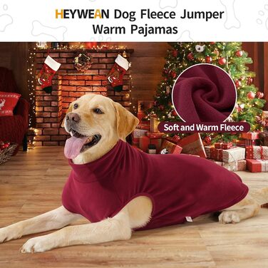 Пуловер для собак Heywean з флісу, теплий зимовий одяг для собак, сорочка-світшот для маленьких, середніх та великих собак (M, Червоний)