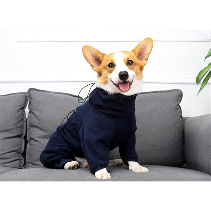 Теплий зимовий костюм для собак: флісова куртка-комбінезон для маленьких та середніх собак, тепла флісова куртка з капюшоном, зелений (синій, M)