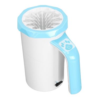 Автоматичний мийка лап для собак, перезаряджувана, багатофункціональна, силіконові щетинки, портативна (білий/синій)