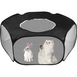 Клітка-ігровий майданчик для дрібних тварин, розкладний вольєр для кроликів, хом'яків, шиншил, кошенят та цуценят (чорний)