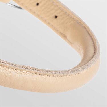 Шкіряний ошийник для собак CollarDirect, круглий, м'який, з роликом, ручної роботи, з натуральної шкіри, чорний, червоний, фіолетовий, синій (бежевий), розмір 15-18 см