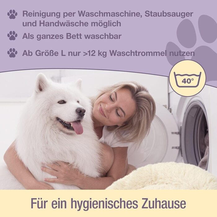 Кругле лежанка для собак та котів Pfoten&nasen® Wolke 7 – м'яке гніздовий лежак (L – 85см, Коричневий) – Легко миється, знімний чохол