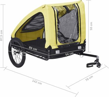 Фahrрадіантний причіп для велосипеда Tidyard: для собак, домашніх тварин, з функцією джоггінгу, складний, жовто-чорний
