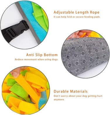 Schnüffelmatte для собак KVEXLIM – інтерактивна килимок-іграшка з центрум з пищалкою та 2 іграшками-шипами | Розвиваюча іграшка для собак маленьких, середніх та великих порід | Повільний годівник