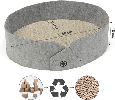 Кігтеточка-ліжко Owen XL сірого кольору з багатоярусною поверхнею для котів, 50 см