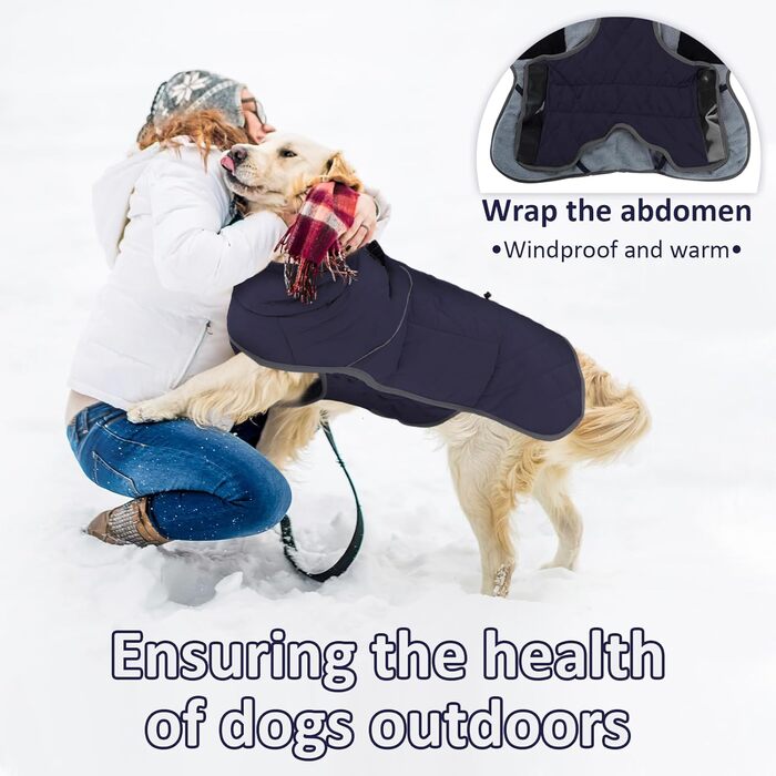 Водонепроникна тепла куртка для собак SilverChry, зручний нашийник, відбивачі, флісова підкладка, для великих собак, тепла та комфортна в холодну погоду, для дому та на вулицю