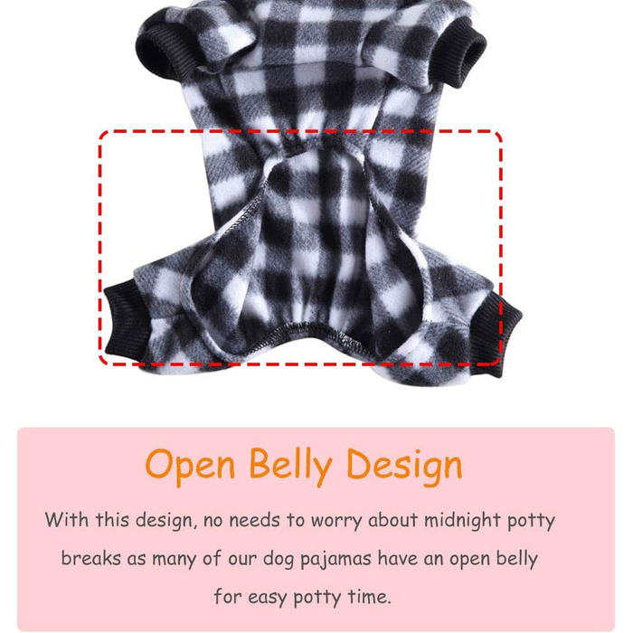 Теплий флісовий халат для собак, м'який одяг для собак, комбінезон для собак, теплий, бавовняний одяг для маленьких собак та котів (Чорний/Білий в клітинку, S)