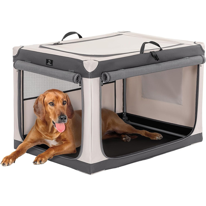 Транспортна переноска для собак великих порід, XXL, сіра. Зручна, портативна, з алюмінієвим каркасом. Ідеальна для перевезень в авто та дому.