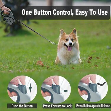 Рулетка для собак Dotolog 8м з двома лініями, з безпечною застібкою, для собак середніх та великих порід (сірий/чорний)