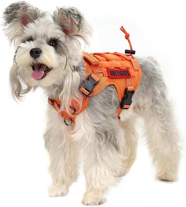 Тактична шлейка для собак OneTigris FIRE Watcher, помаранчева, XS, 1000D нейлон, Molle система, ручка, 2 D-кільця для повідця, для службових і домашніх собак