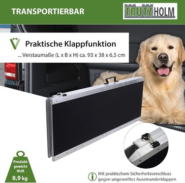 Рампа для собак TRUTZHOLM, розкладна, 215 см, вантажопідйомність 180 кг, алюміній, сірий/чорний, з сумкою