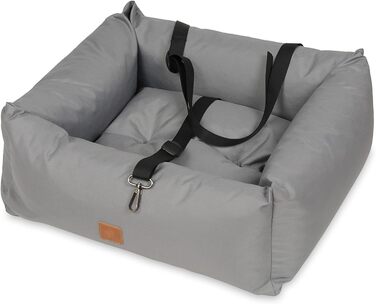 Автокрісло для собак NYVIPet Julian 56x51 см - водовідштовхувальне, з повідком та кріпленням для авторемня - для маленьких собак. Максимальний комфорт, Oeko-TEX сертифікація (Сірий)