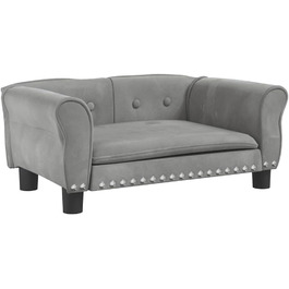 Лягушковий лежак для собак, м'який лежак для тварин, диван-софа для маленьких собак, лежанка для котів, світло-сірий велюр, 70 x 45 x 30 см