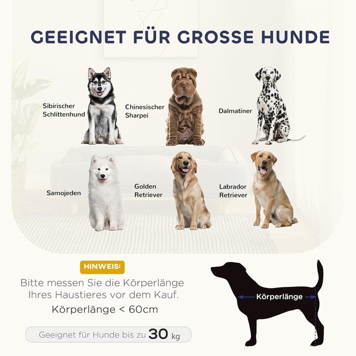 Диван для собак PawHut - зручне ліжко для тварин з підлокітником, на дерев'яних ніжках, сірого кольору, розмір 96 x 66 x 24 см, для собак до 30 кг та 60 см висоти в плечі