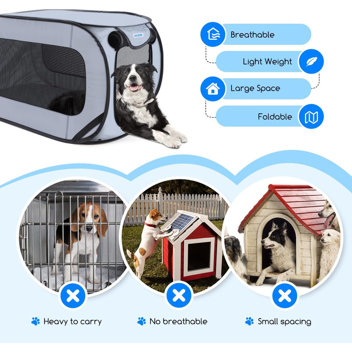 Переносний вольєр для собак та котів у машину, розкладний вольєр для тварин, 93x54x54 см