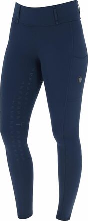 Легінси для верхової їзди Covalliero з повним силіконовим покриттям | Теплі, дихаючі та еластичні штани для верхової їзди з 2 кишенями для телефону | Осінньо-зимові штани для верхової їзди | Різноманітні кольори та розміри (34-36, Темно-синій)