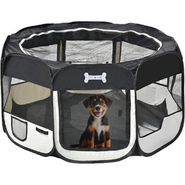 Вольєр для цуценят Petigi XL 115x115x65 см, 8-кутний, для собак, котів, гризунів, легкий у догляді, чорний