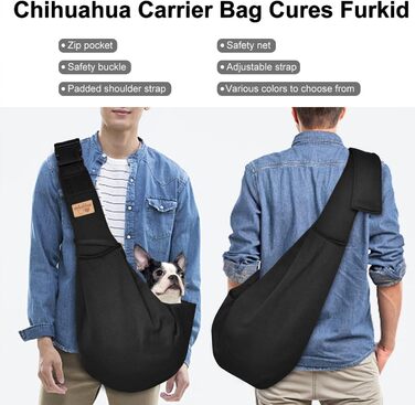 Сумка-переноска для собак Vrbabies, для маленьких собак та інших домашніх тварин до 5 кг, регульована, чорна