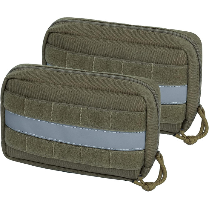 Набір Futterbeutel OneTigris для собак (2 шт.), великий MOLLE-рюкзак для корму, тактичний, з світловідбиваючими смугами, для тренувань та прогулянок, зелений