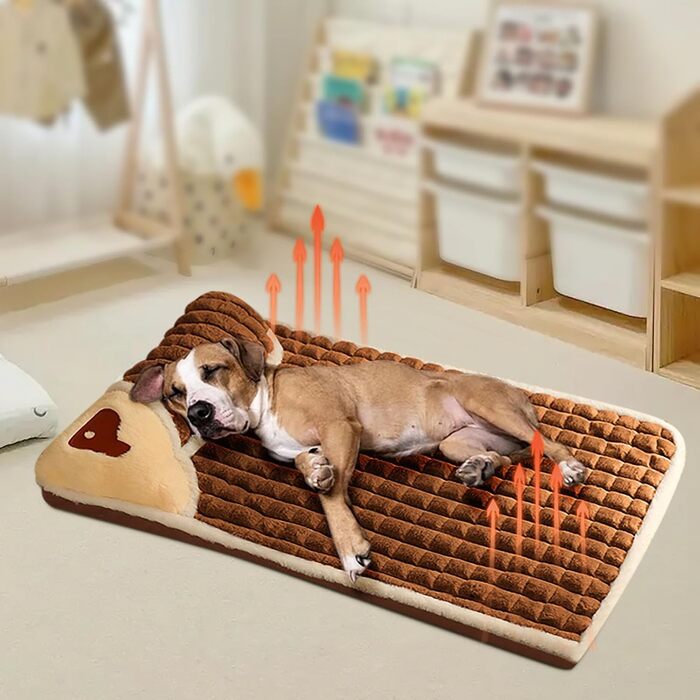 Ортопедичний лежак для собак, малого та середнього розміру - миючий, з неслизьким покриттям та високим бортиком - знімний чохол, килимок для собак, товстий та теплий лежак для домашніх тварин (Кофе)