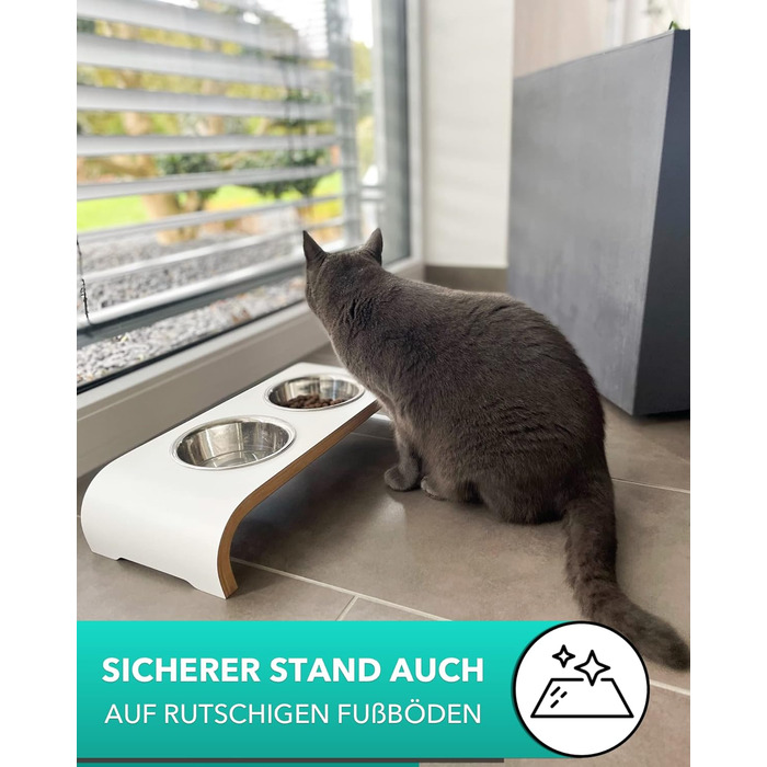 Набір мисок для котів MilaCasa Katzennapf - 2 шт. підняті миски для котів, подвійний набір мисок для їжі та води для котів (Макассар)
