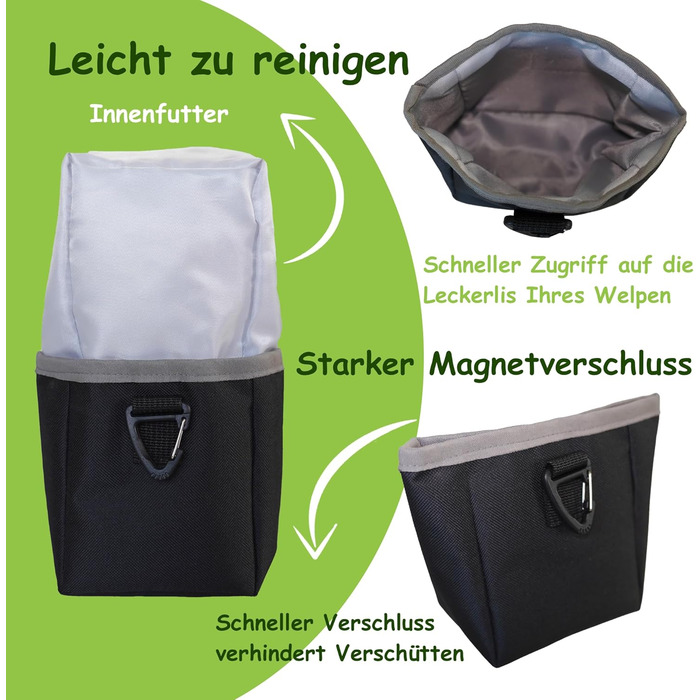 Сумка для собак на пояс з кишенею для ласощів та 2 тримачами для пляшок води, легка сумка для годування собак з дозатором для фекалій, поясна/стегнова сумка регульована, 2-в-1 для прогулянок, тренувань, походів, чорна