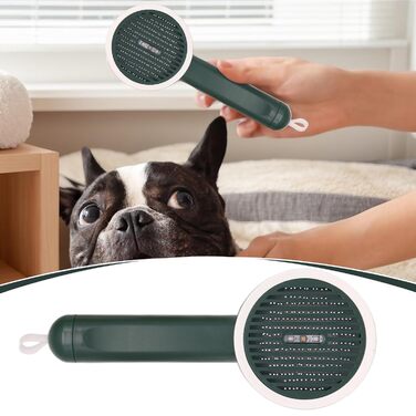 Зубна щітка для тварин | Щітка для видалення шерсті цуценят | Ергономічна щітка для грумінгу з функцією UV, кнопкою розблокування для щоденного догляду за шерстю тварин, зелена